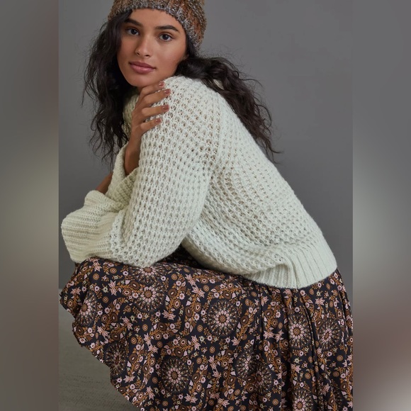 Anthropologie Sweaters - (#82) ANTHROPOLOGIE Maeve Dione Bell Sleeve Waffle Sweater